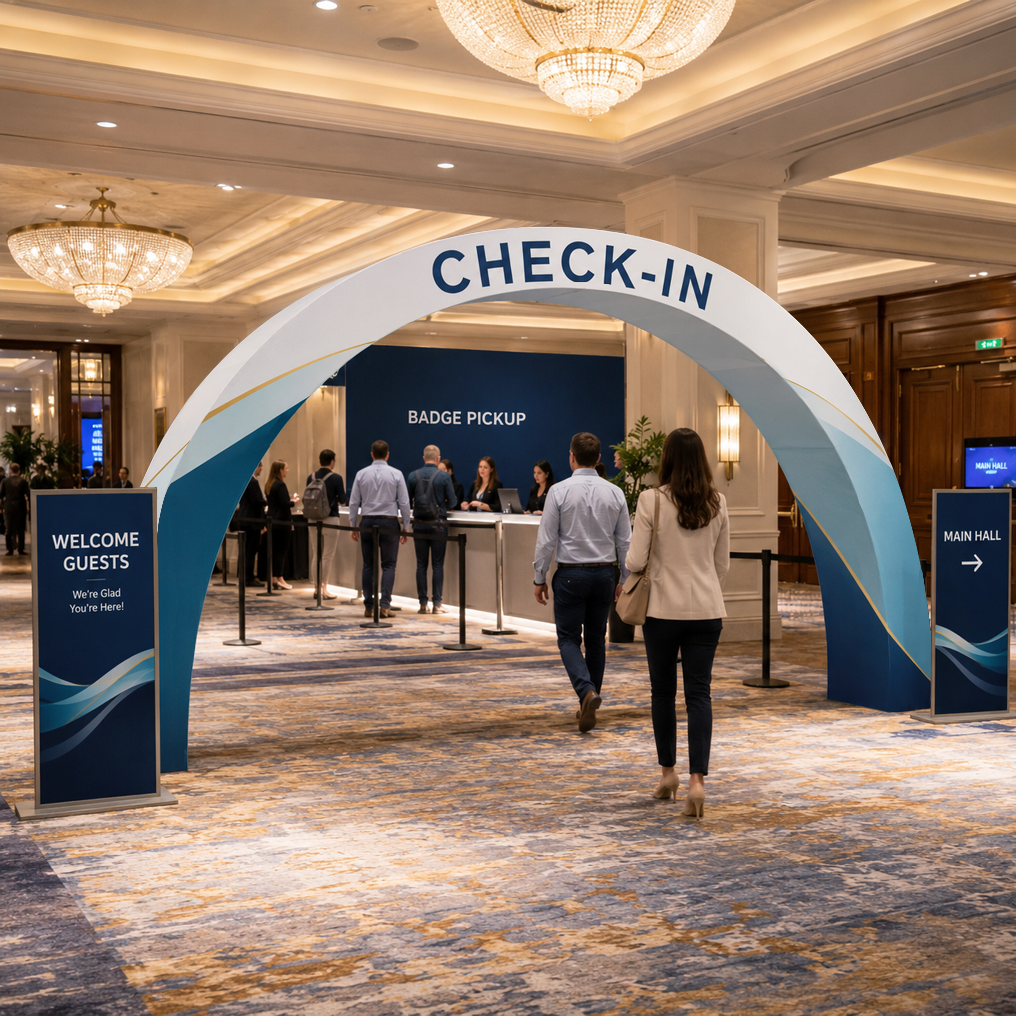 Custom 20ft C-Shaped Fabric Archway Display for Trade Shows & Events - QuickShowDisplay