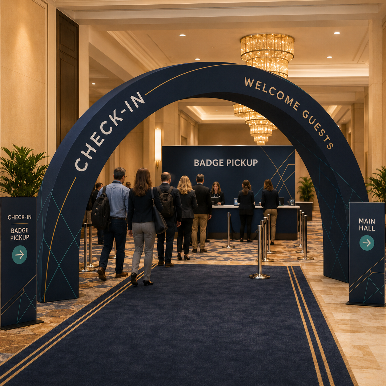 Custom 20ft C-Shaped Fabric Archway Display for Trade Shows & Events - QuickShowDisplay