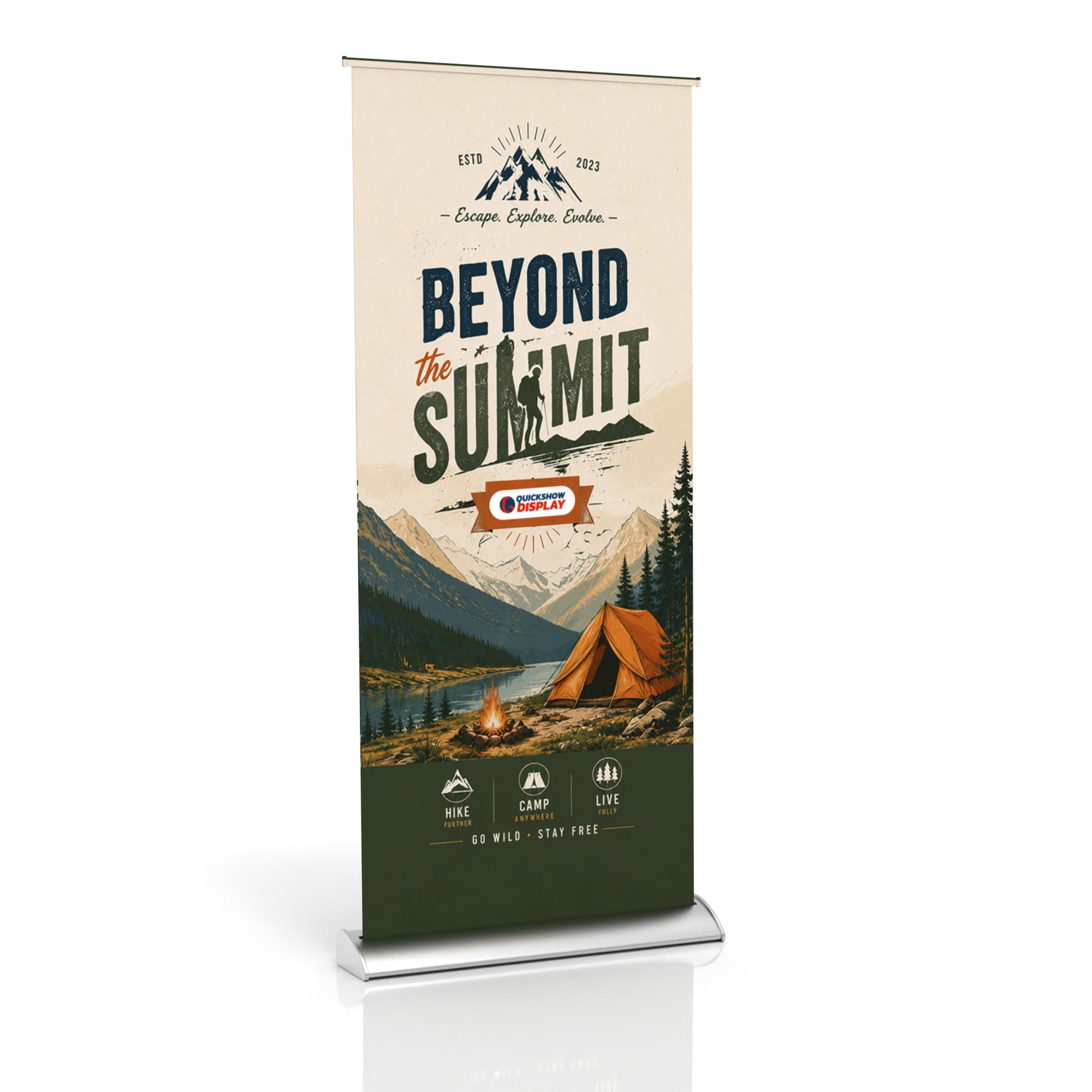 Premium Silver Roll Up Banner Stand - QuickShowDisplay