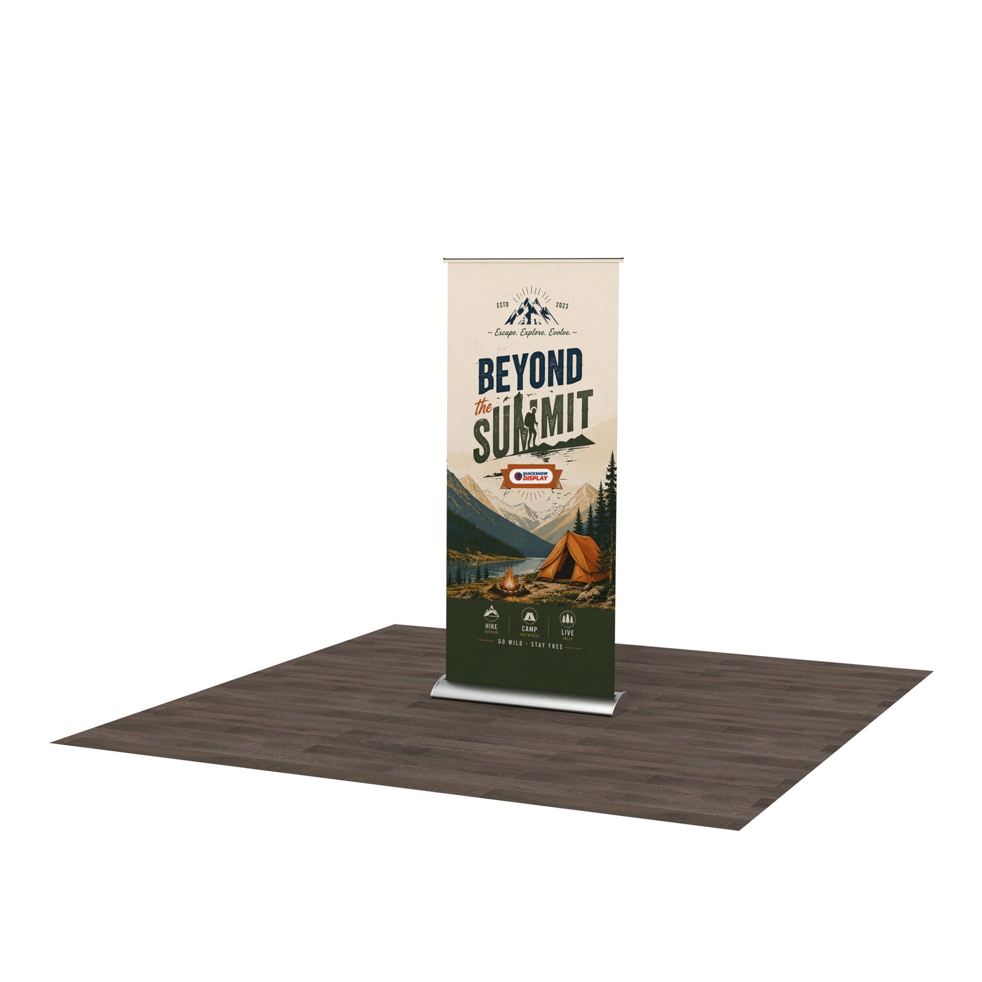 Premium Silver Roll Up Banner Stand - QuickShowDisplay