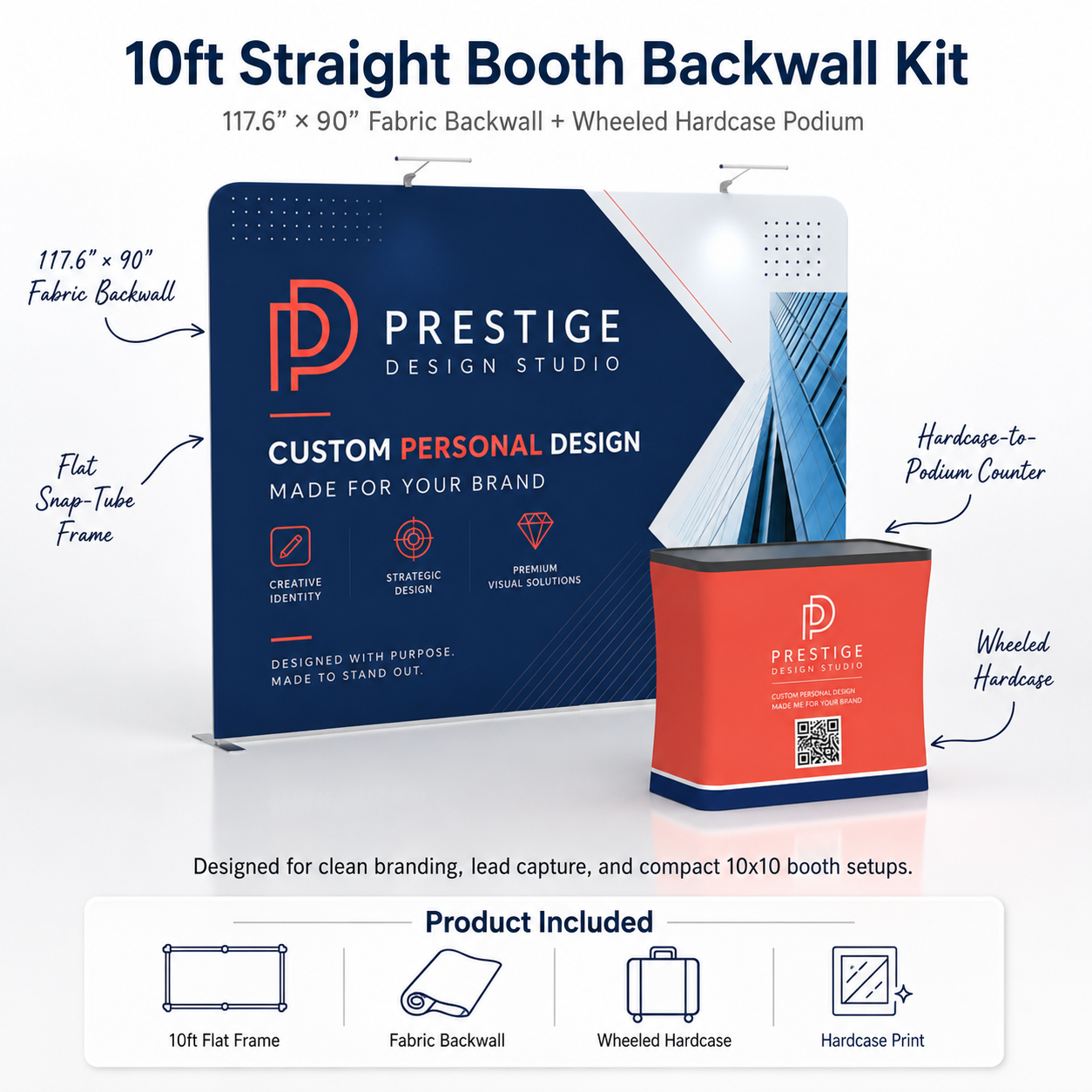 10x10 TenseFlex™ Straight Trade Show Booth Display - QuickShowDisplay