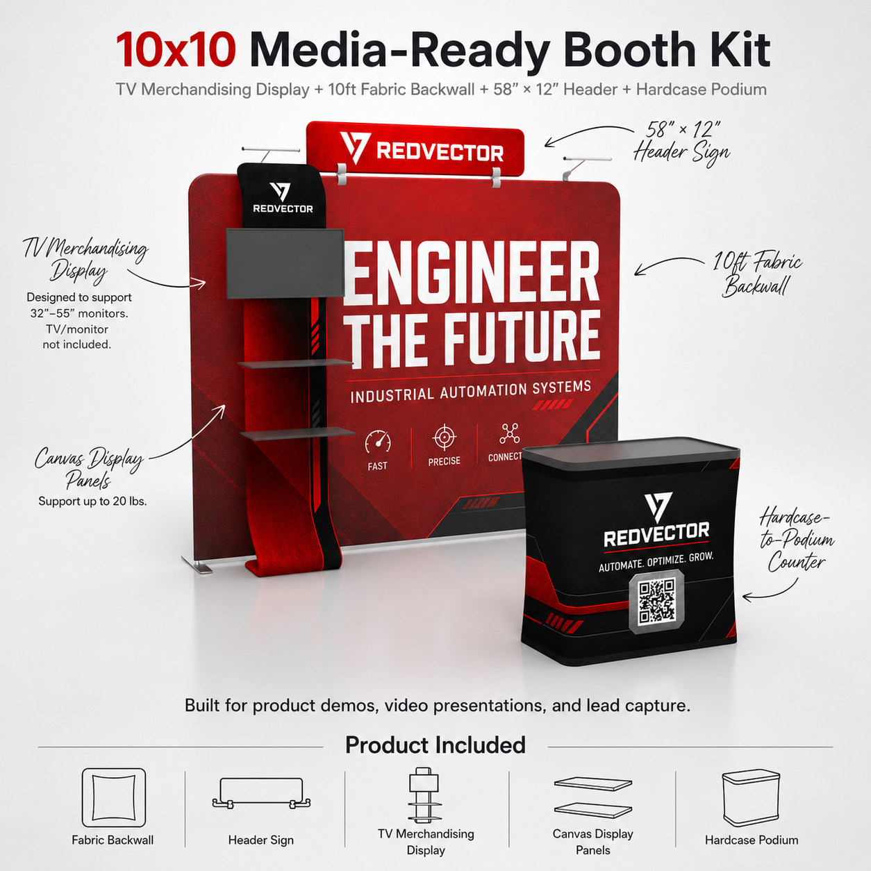 10x10TenseFlex™ PRO Straight Booth Display - QuickShowDisplay